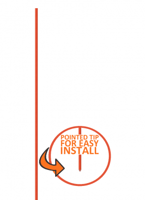 4' x 5/16" Plain Orange Driveway Markers