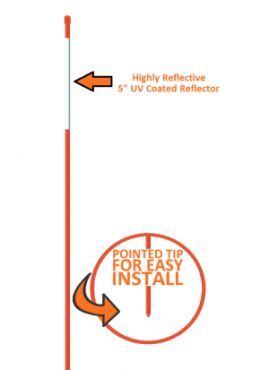 6' x 5/16" Driveway Markers with Cap and Reflector
