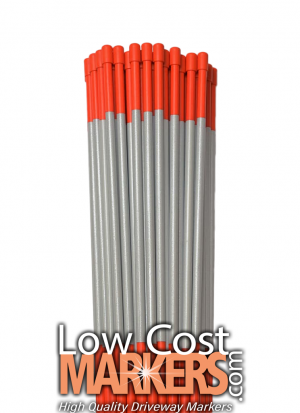 Homeowners Pack - 10 Orange 4' x 1/4" Driveway Markers/Snow Stakes with Cap and Reflective Tape