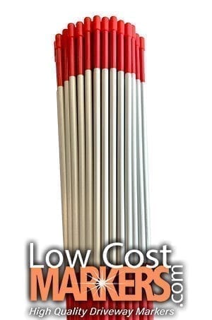 4' x 5/16" Red Driveway Marker with Cap and 9" Reflective Tape