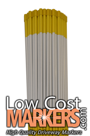4' x 5/16" Yellow Driveway Marker with Cap and 9" Reflective Tape